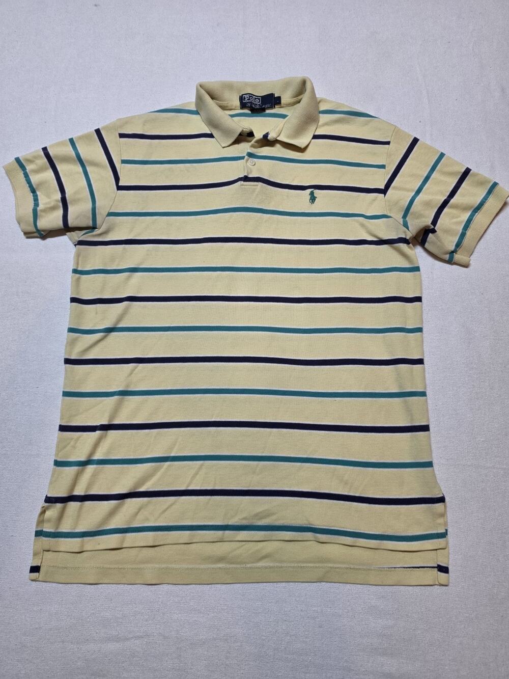 Polo Ralph Lauren Men’s Striped Polo Shirt Yellow Teal Navy Short Sleeve S